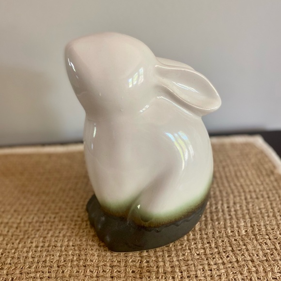 LARGE RARE VINTAGE ART DECO GLAZED PORCELAIN BUNNY RABIT STATUE SCULPTURE - Picture 3 of 8